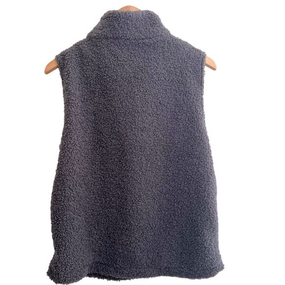 NWT UMGEE Teddy Vest Full Zip Jacket Fleece Gray Womens Medium Lined , Pockets! - Picture 2 of 11